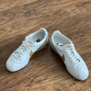 Nike White and Gold Cortez